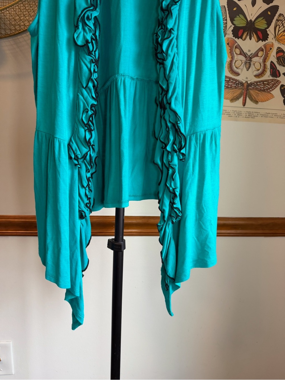 Teal Ruffled Open-Front Vest - Picture 6 of 8